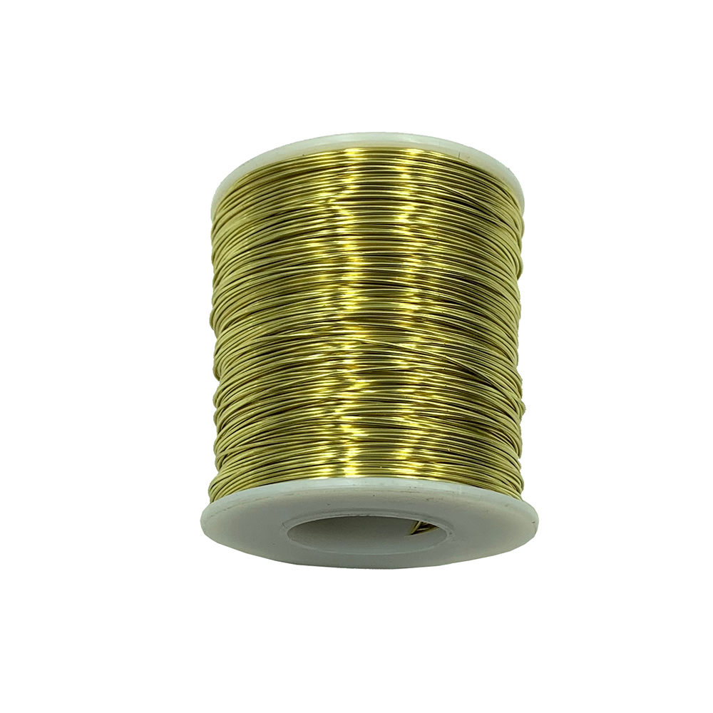 Wire, Zebra Wire™, brass, round, 18 gauge. Sold per 1/4 pound spool,  approximately 17 yards.