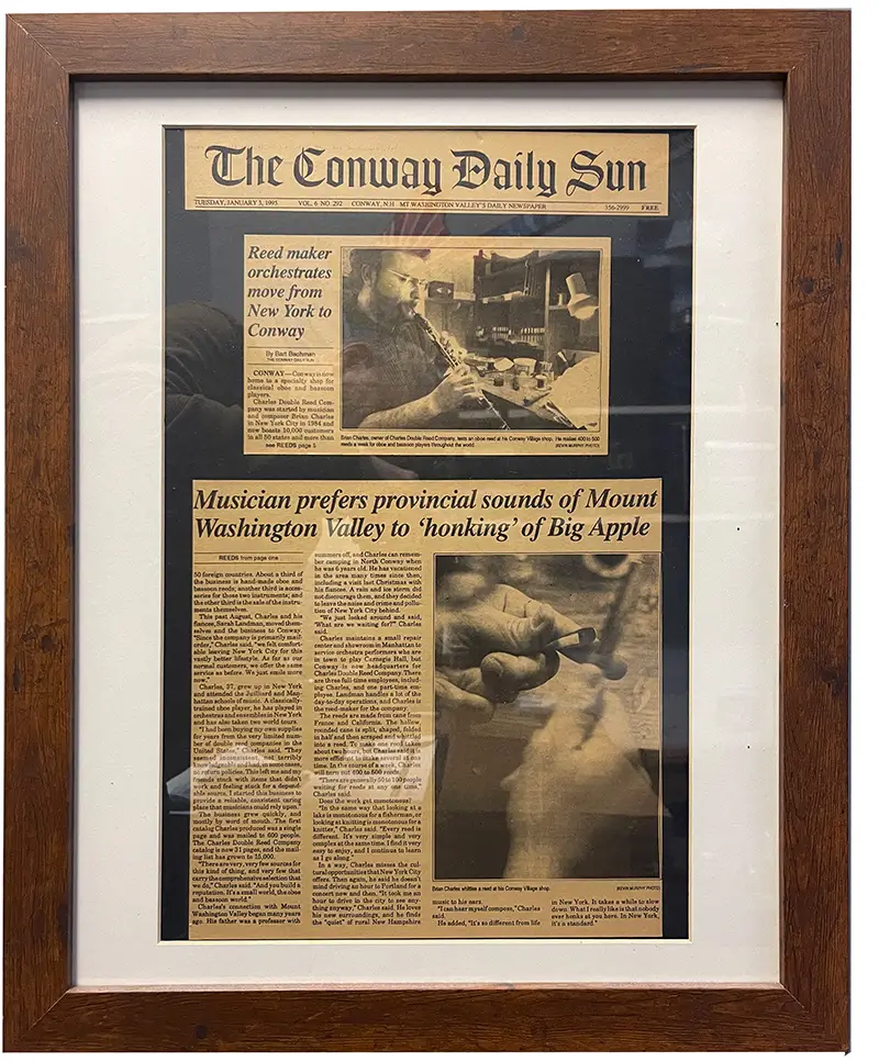 double reed specialist Charles Double Reed Company newspaper article
